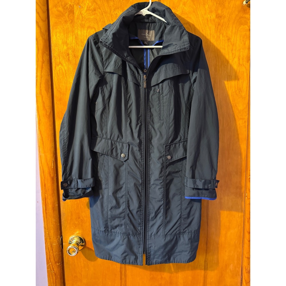 Cole Haan Hooded Raincoat Jacket Lightweight Travel Coat Women's Medium